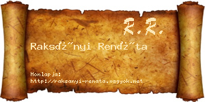 Raksányi Renáta névjegykártya